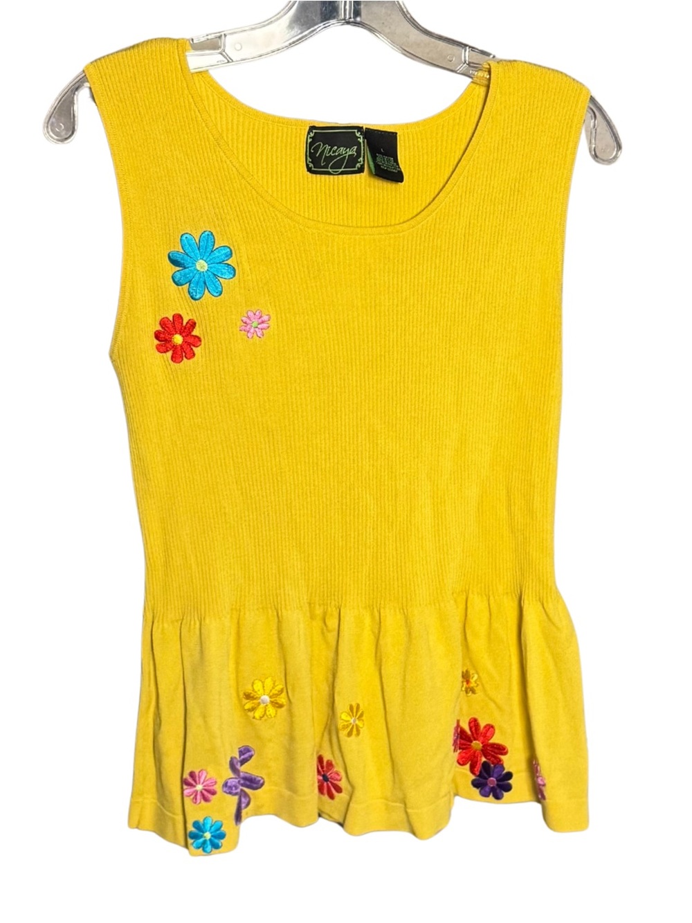 Vintage Boho Cottage Y2K Whimsical Mustard Yellow Sleeveless Top Size large